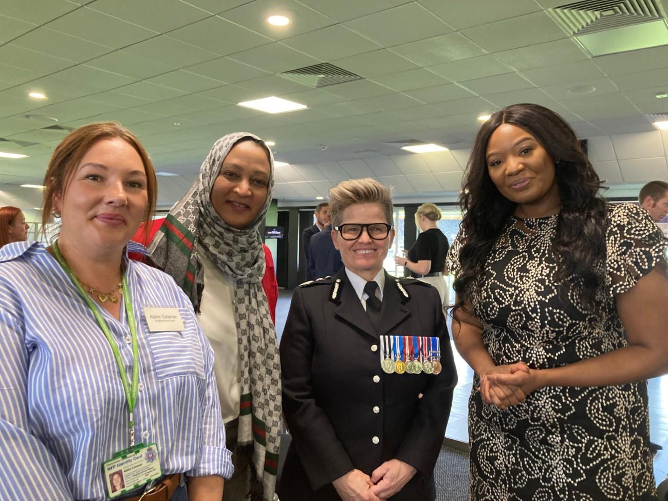 Images shows, Derbyshire NW project manager Abbie Coleman, Dr Fatima Eltinay, chair of NW Derbyshire, Assistant Chief Constable for Derbyshire Constabulary Michelle Shooter, and Nicolle Ndiweni-Roberts, Police and Crime Commissioner for Derbyshire